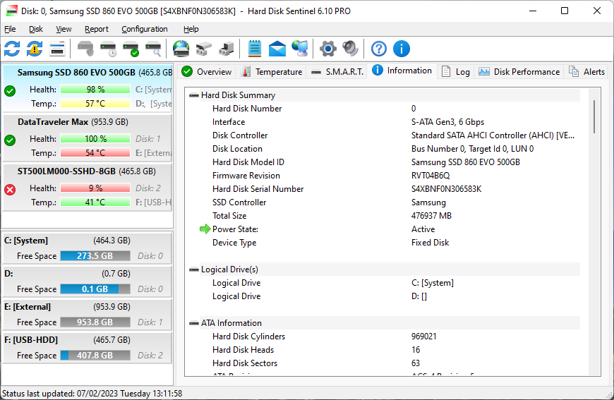 hard disk sentinel